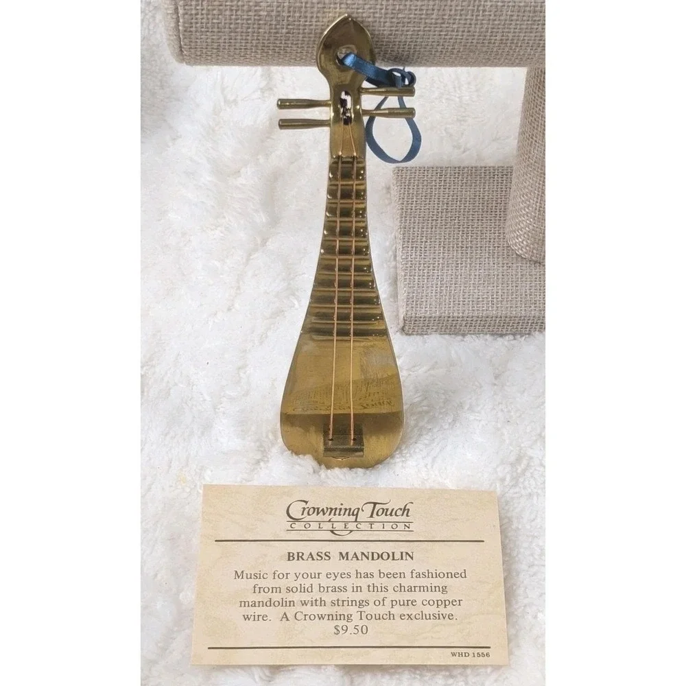 Vintage Crowning Touch Solid Brass Mandolin Ornament Copper Wire Strings WHD...